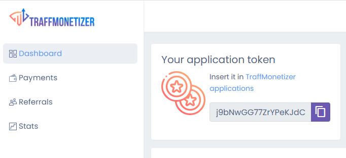 Log in to your dashboard and copy your unique application token.